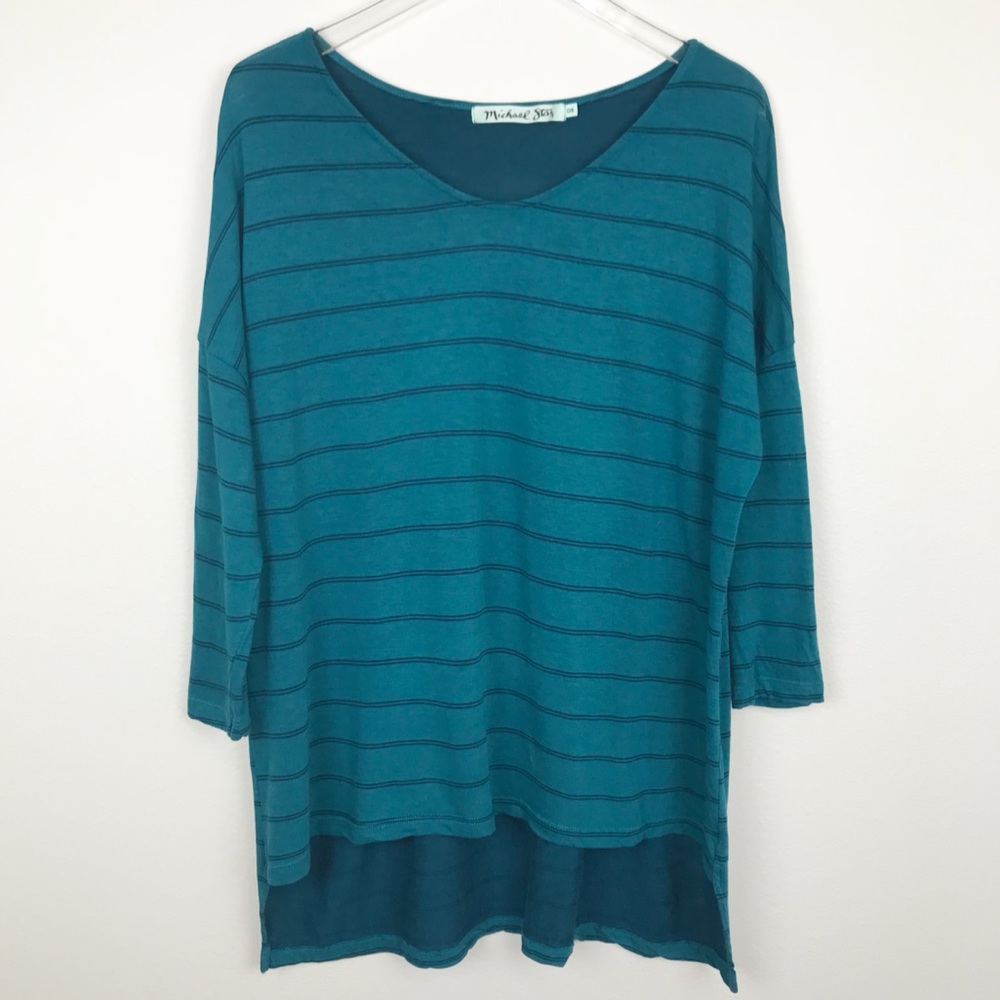 Michael Stars | V Neck Dolman Strip Steeped Tee